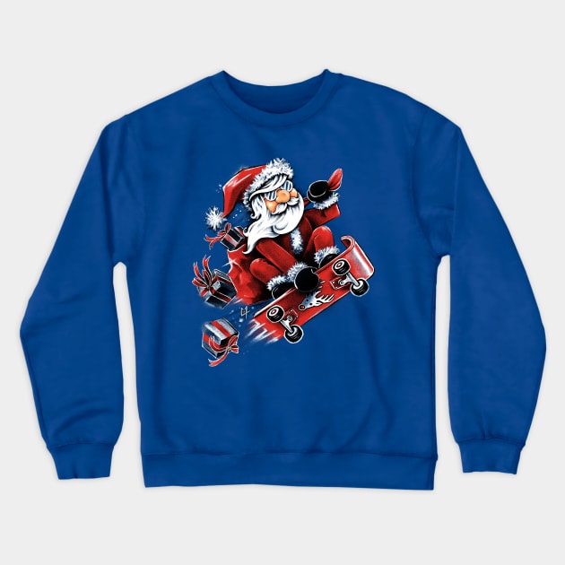 Santa Skateboarding Crewneck Sweatshirt by c0y0te7